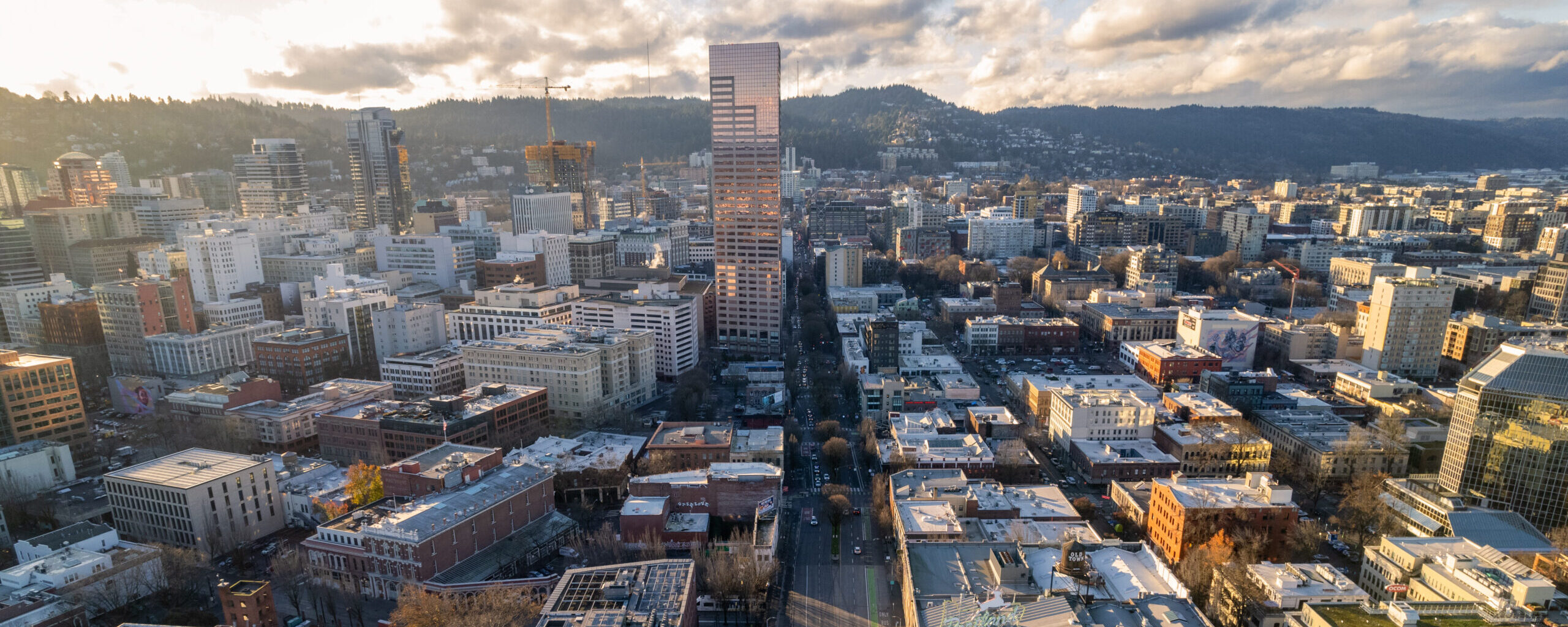 grid and skyline of downtown Portland