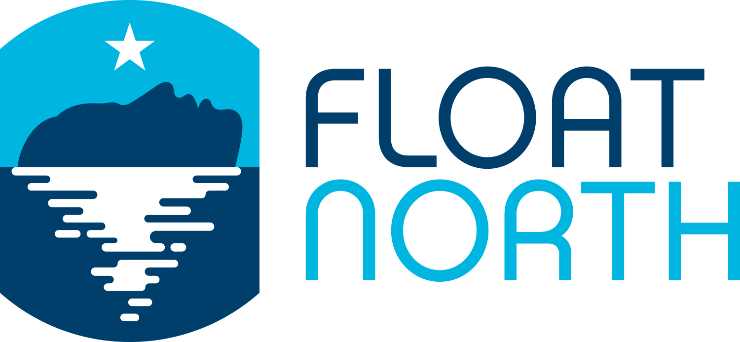 Blue monochromatic wordmark and illustration logo