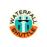 Wordmark and emblem logo with multicolor outdoor illustration 