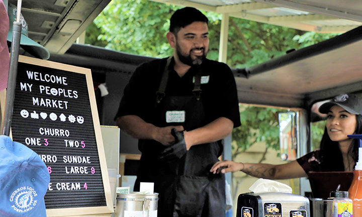 The Churros Locos truck selling freshly-fried churros at My People's Market in 2018.