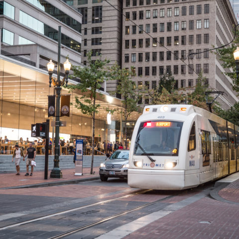 MAX Light Rail connects downtown Portland to points throughout the city and region, including PDX International Airport.